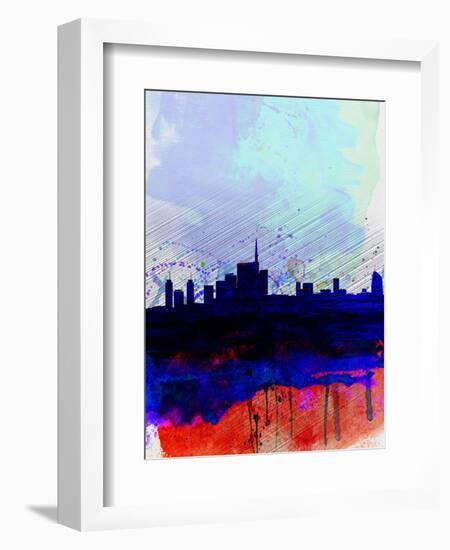 Milan Watercolor Skyline-NaxArt-Framed Art Print