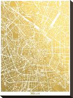 Milan-The Gold Foil Map Company-Stretched Canvas