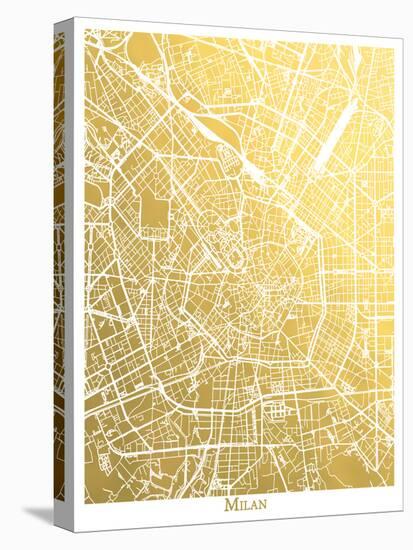 Milan-The Gold Foil Map Company-Stretched Canvas