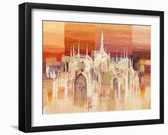 Milano al tramonto-Luigi Florio-Framed Art Print