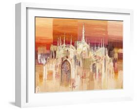 Milano al tramonto-Luigi Florio-Framed Art Print