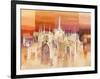 Milano al tramonto-Luigi Florio-Framed Art Print