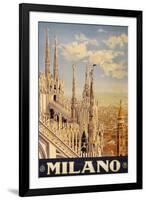 Milano Italy Travel Vintage Ad-null-Framed Art Print