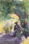 A Lady Sketching in a Glade under the Shade of a Parasol-Mildred Anne Butler-Framed Giclee Print