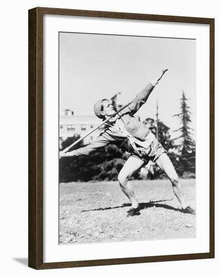 Mildred 'Babe' Didrikson, Winding Up for Javelin Toss at the 1932 Olympics-null-Framed Photo