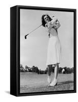 Mildred 'Babe' Didrikson Zaharias Swinging Golf Club in 1947-null-Framed Stretched Canvas
