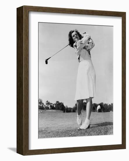 Mildred 'Babe' Didrikson Zaharias Swinging Golf Club in 1947-null-Framed Photo