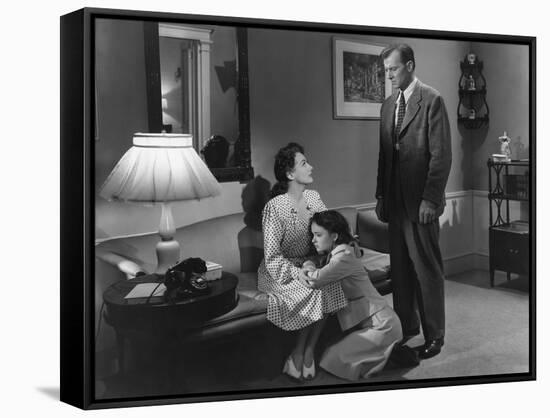 MILDRED PIERCE, 1945 directed by MICHAEL CURTIZ Joan Crawford, Ann Blyth and Bruce Bennett (b/w pho-null-Framed Stretched Canvas