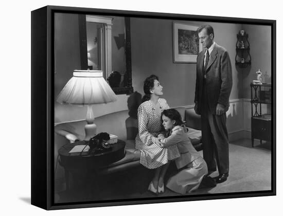 MILDRED PIERCE, 1945 directed by MICHAEL CURTIZ Joan Crawford, Ann Blyth and Bruce Bennett (b/w pho-null-Framed Stretched Canvas
