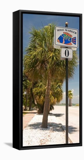 Mile Marker Zero at Pass-A-Grille, St. Pete Beach, Tampa Bay Area, Tampa Bay, Florida, USA-null-Framed Stretched Canvas