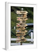 Mileage Sign Pointing Directions in Puerto Williams-Paul Souders-Framed Photographic Print