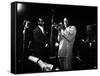 Miles Davis (C) with Oscar Pettiford and Bud Powell, Birdland, 1949-null-Framed Stretched Canvas