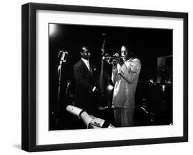 Miles Davis (C) with Oscar Pettiford and Bud Powell, Birdland, 1949-null-Framed Photo