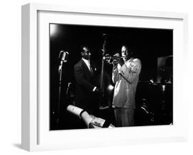 Miles Davis (C) with Oscar Pettiford and Bud Powell, Birdland, 1949-null-Framed Photo