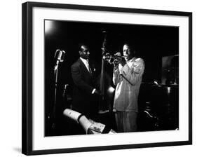 Miles Davis (C) with Oscar Pettiford and Bud Powell, Birdland, 1949-null-Framed Photo