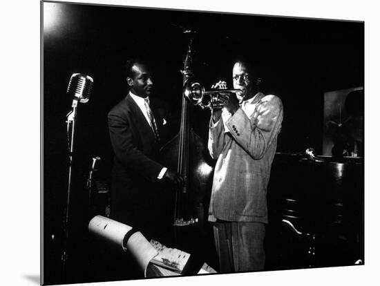 Miles Davis (C) with Oscar Pettiford and Bud Powell, Birdland, 1949-null-Mounted Photo