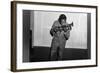 Miles Davis Kissing Trumpet-null-Framed Photo