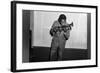 Miles Davis Kissing Trumpet-null-Framed Photo