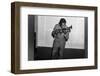 Miles Davis Kissing Trumpet-null-Framed Photographic Print