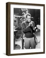Miles Davis Performing in 1960-null-Framed Photo