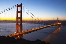 The Golden Gate Bridge and San Francisco Skyline at Night-Miles-Photographic Print