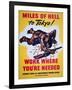 Miles of Hell to Tokyo!, World War Two Poster-null-Framed Giclee Print