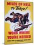 Miles of Hell to Tokyo!, World War Two Poster-null-Mounted Giclee Print