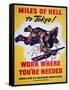 Miles of Hell to Tokyo!, World War Two Poster-null-Framed Stretched Canvas