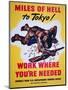 Miles of Hell to Tokyo!, World War Two Poster-null-Mounted Giclee Print