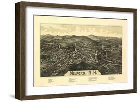 Milford, New Hampshire - Panoramic Map-Lantern Press-Framed Art Print