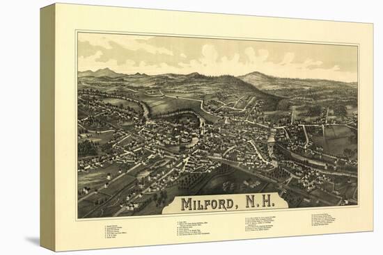 Milford, New Hampshire - Panoramic Map-Lantern Press-Stretched Canvas