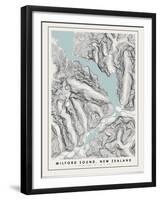 Milford Sound Topographical Print-null-Framed Art Print