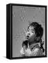 Mili's High Speed Camera Catches Little Girl Watching Shower of Soap Bubble Drifting Down on Her-Gjon Mili-Framed Stretched Canvas