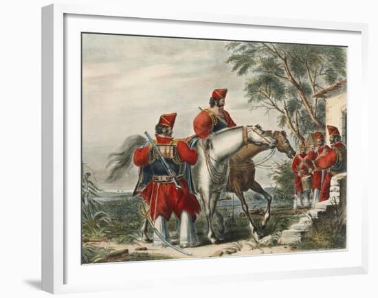 Militaria, Cavalry Troops at Time of Juan Manuel De Rosas by Carlos Morel, Lithograph, 1845-null-Framed Giclee Print