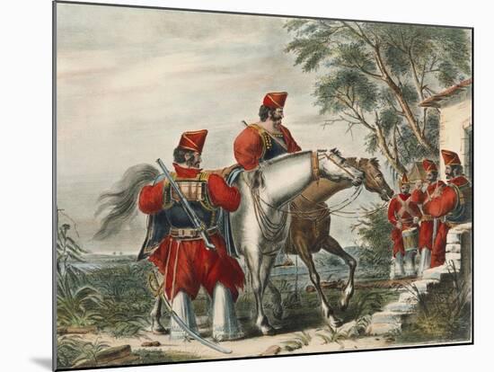 Militaria, Cavalry Troops at Time of Juan Manuel De Rosas by Carlos Morel, Lithograph, 1845-null-Mounted Giclee Print
