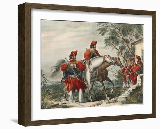 Militaria, Cavalry Troops at Time of Juan Manuel De Rosas by Carlos Morel, Lithograph, 1845-null-Framed Giclee Print