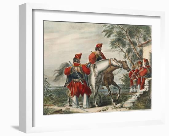 Militaria, Cavalry Troops at Time of Juan Manuel De Rosas by Carlos Morel, Lithograph, 1845-null-Framed Giclee Print