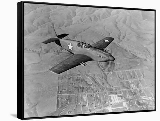 Military Airplane in Flight-null-Framed Stretched Canvas