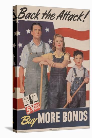 Military and War Posters: Back the Attack! Buy More Bonds! U.S. Government Printing Office, 1944-null-Stretched Canvas