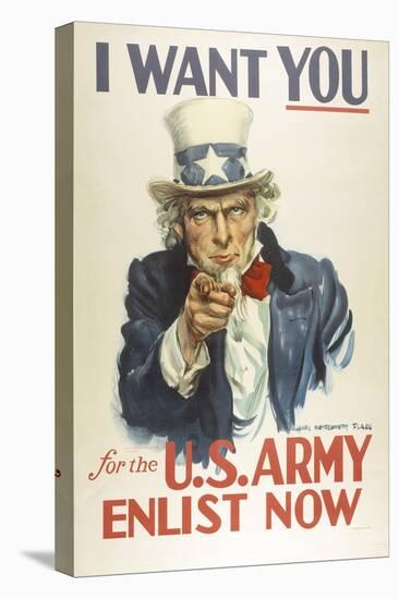 Military and War Posters: I Want YOU for the U.S. Army. James Montgomery Flagg-null-Stretched Canvas