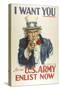 Military and War Posters: I Want YOU for the U.S. Army. James Montgomery Flagg-null-Stretched Canvas