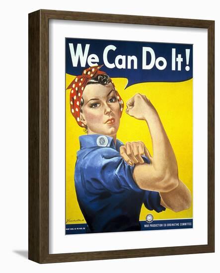 Military and War Posters: We Can Do It! J Howard Miller, 1942-null-Framed Art Print