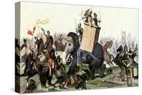 Military Battle Using Armored Elephants and Chariots in the Time of the Roman Empire-null-Stretched Canvas