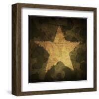 Military Camouflage Background With Grunge Star-pashabo-Framed Art Print