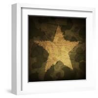 Military Camouflage Background With Grunge Star-pashabo-Framed Art Print