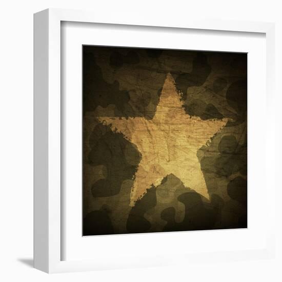 Military Camouflage Background With Grunge Star-pashabo-Framed Art Print