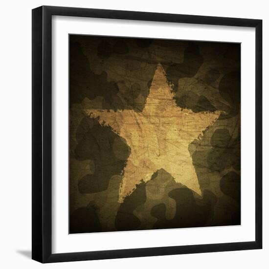 Military Camouflage Background With Grunge Star-pashabo-Framed Art Print