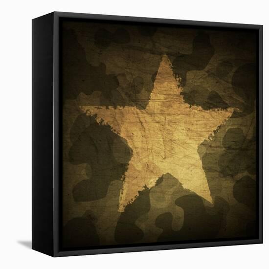 Military Camouflage Background With Grunge Star-pashabo-Framed Stretched Canvas
