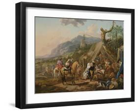 Military Commander at a Mountain Encampment with Merrymakers-Johann Heinrich Roos-Framed Giclee Print