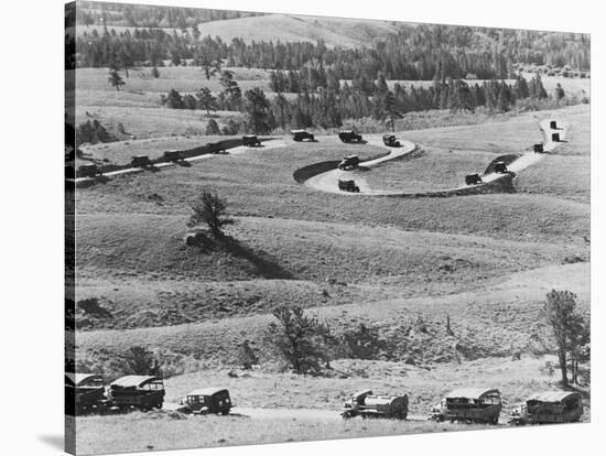 Military Convoy on Road in Burma-null-Stretched Canvas